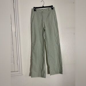 green and white checkered pants